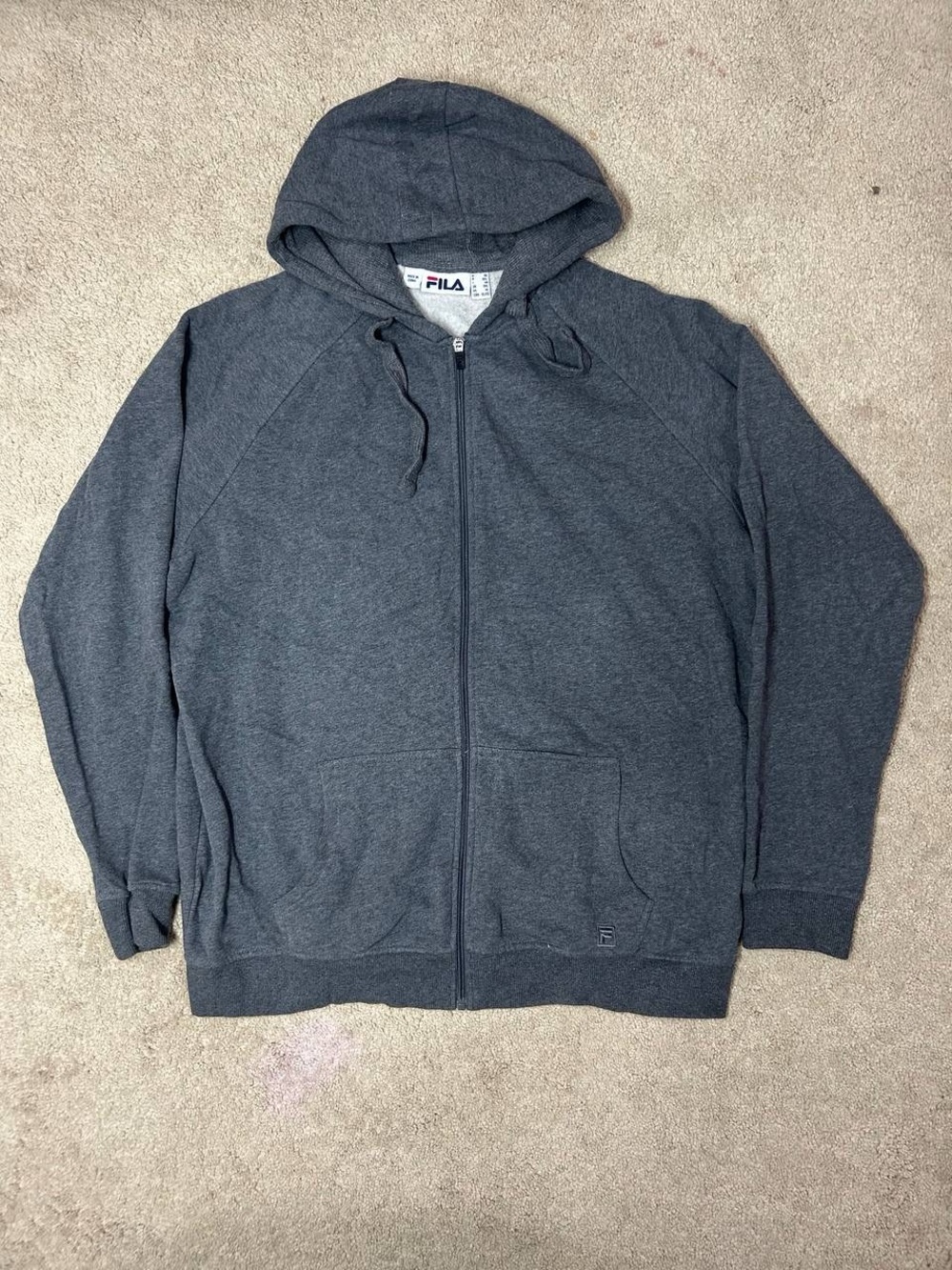 FILA Sweatshirt Men Size XXL Dark Gray Full Zip Up Hoodie Long Sleeve